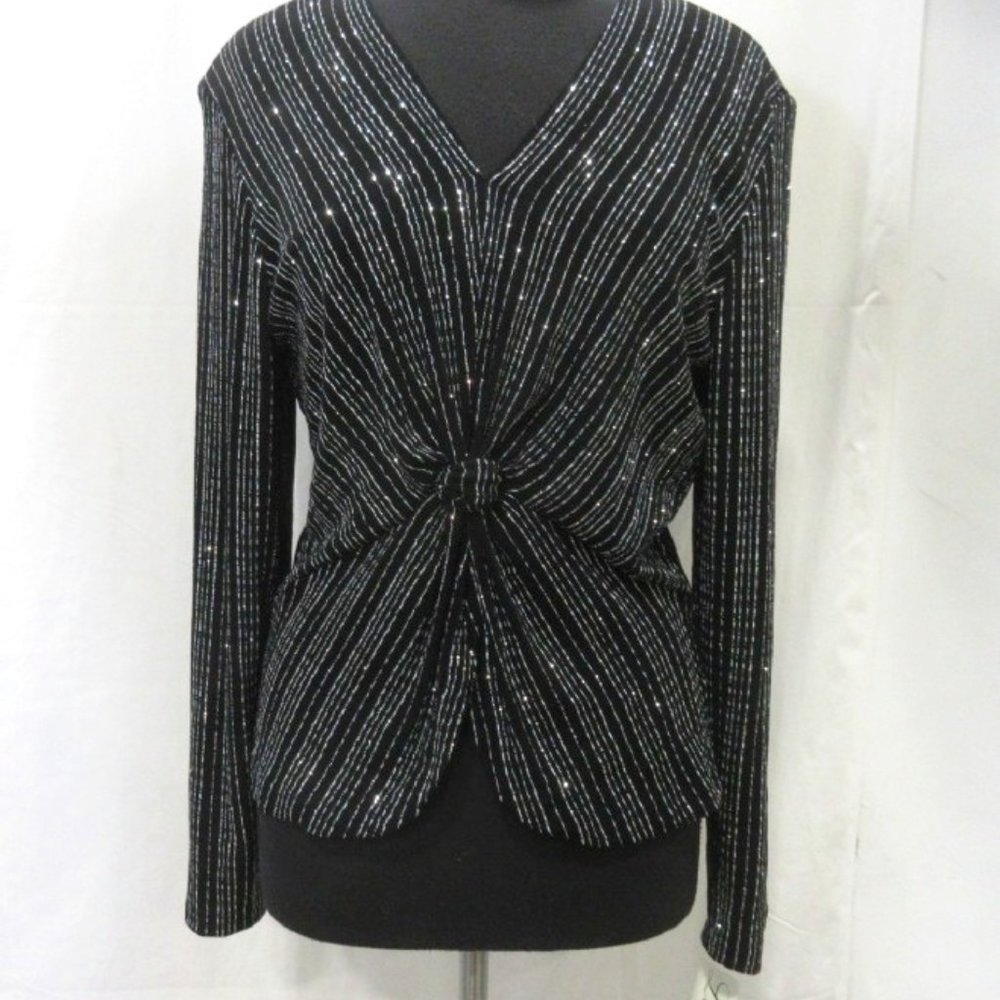 La Nuit Black Glittery Blouse -NEW- Size X-Large